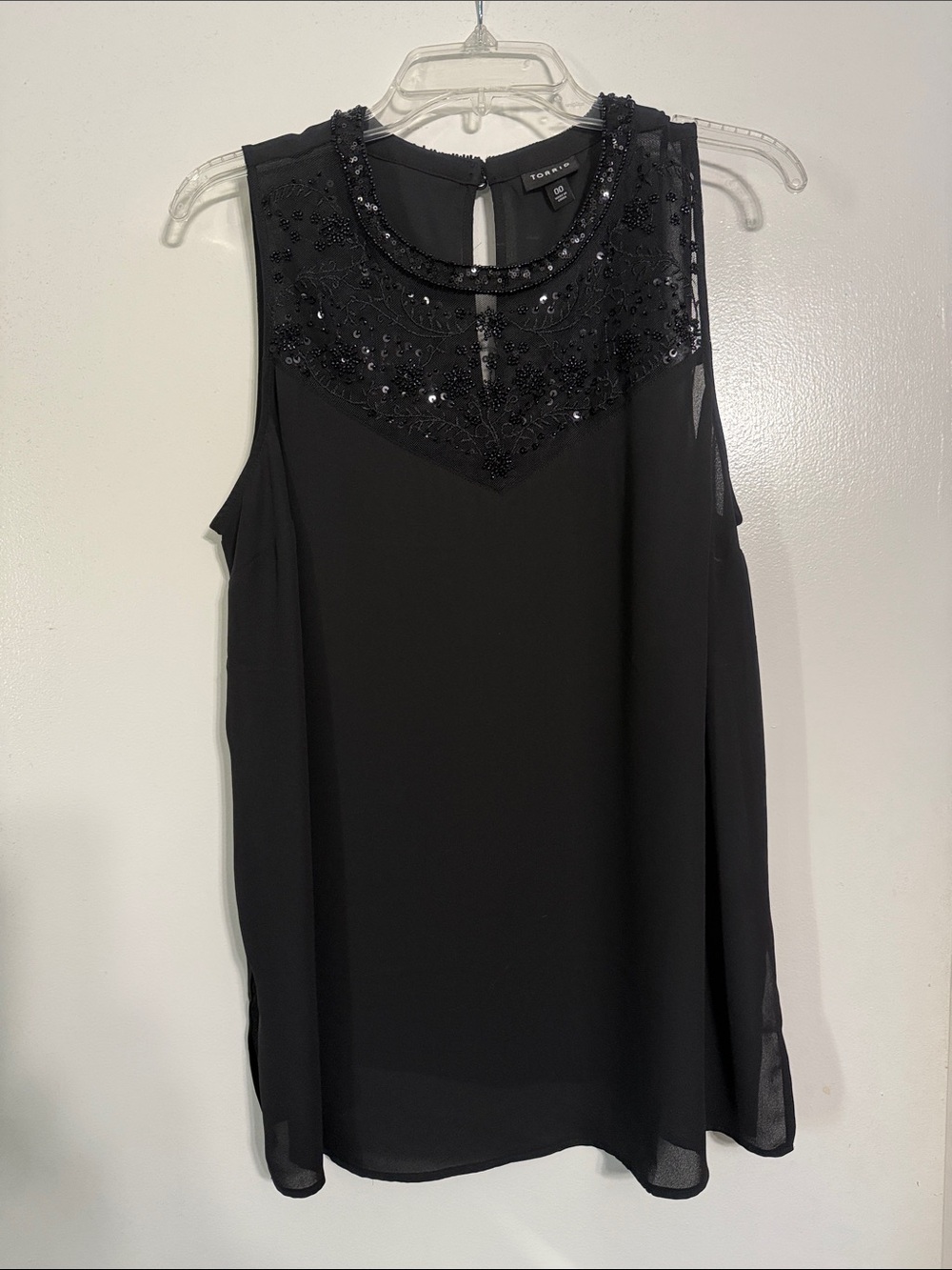 Torrid Black Beaded Sleeveless Camisole Blouse (00/M)